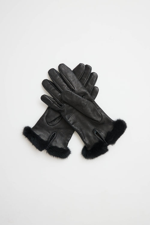 Blumarine Leather Fur Gloves