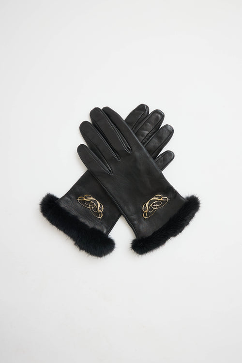 Blumarine Leather Fur Gloves