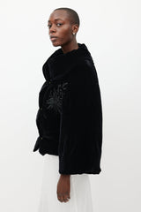 Blumarine Black Padded Embroidered Velour Jacket