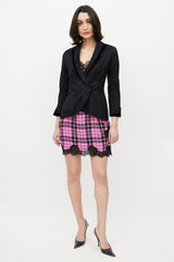 Blumarine Black Wool & Velvet Trim Peplum Blazer
