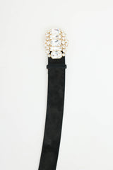 Blumarine Suede Crystal Wide Belt