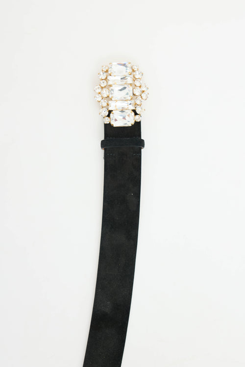 Blumarine Suede Crystal Wide Belt