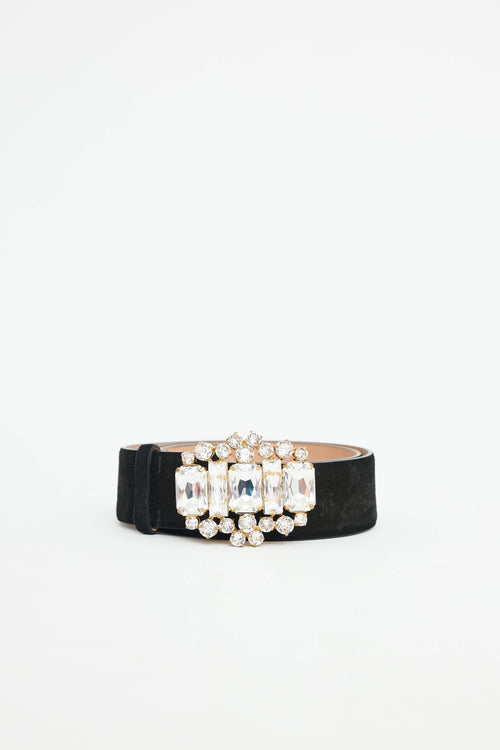 Blumarine Suede Crystal Wide Belt