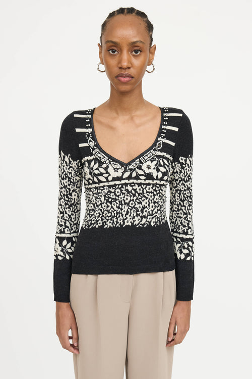Blumarine Knit Embellished Top