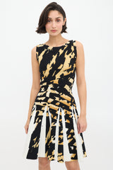 Blumarine Black & Yellow Knit Graphic Skater Dress