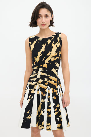Blumarine Black & Yellow Knit Graphic Skater Dress