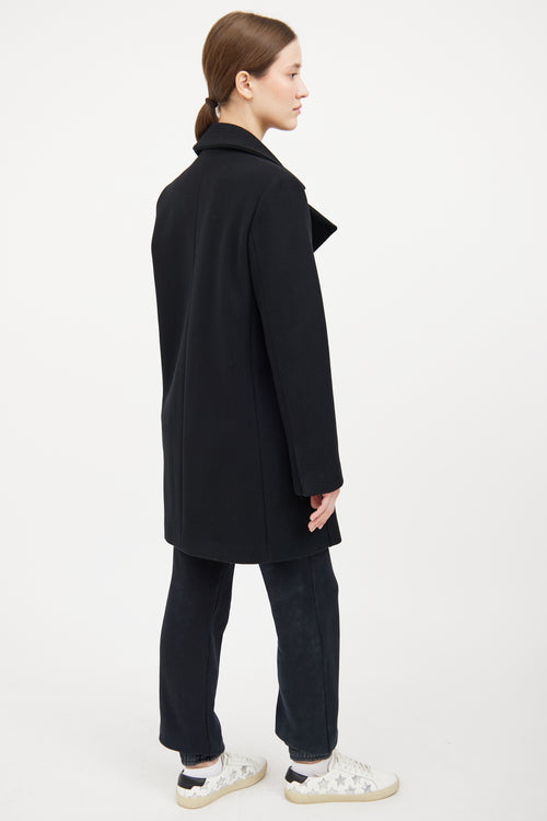 Black Wool Snap Button Coat