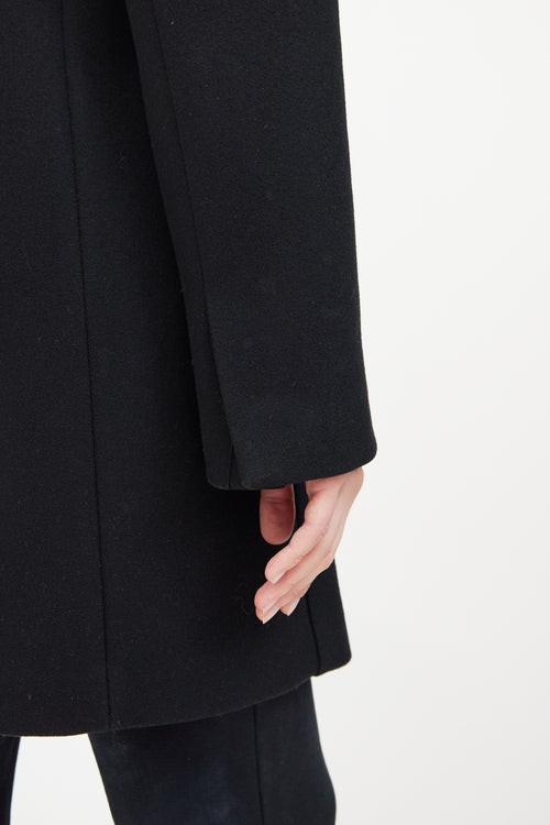 Black Wool Snap Button Coat