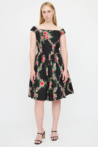 Blumarine Floral Pleated Dress