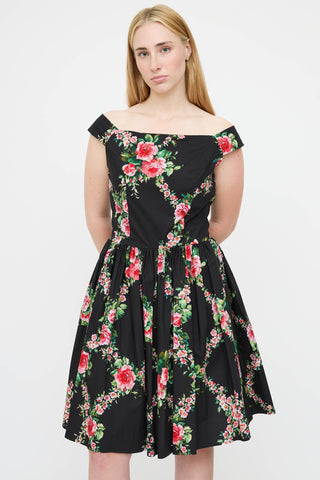 Blumarine Floral Pleated Dress