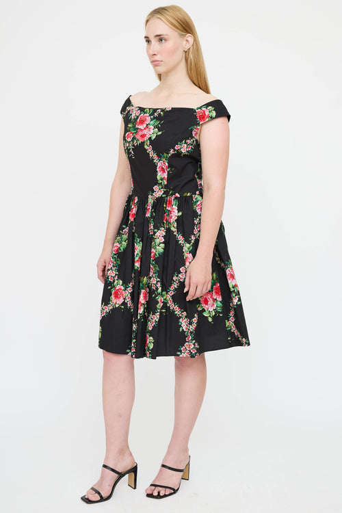 Blumarine Floral Pleated Dress