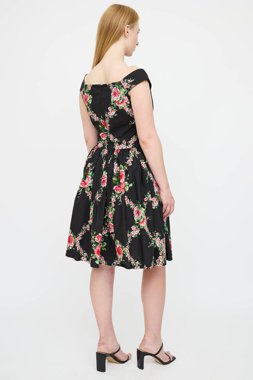 Blumarine Floral Pleated Dress
