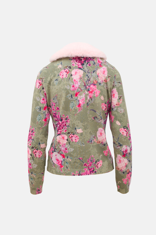 Faux Fur Floral Cardigan
