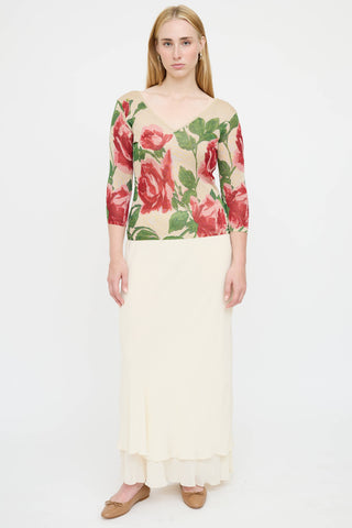 Blumarine Knit Metallic Floral Top