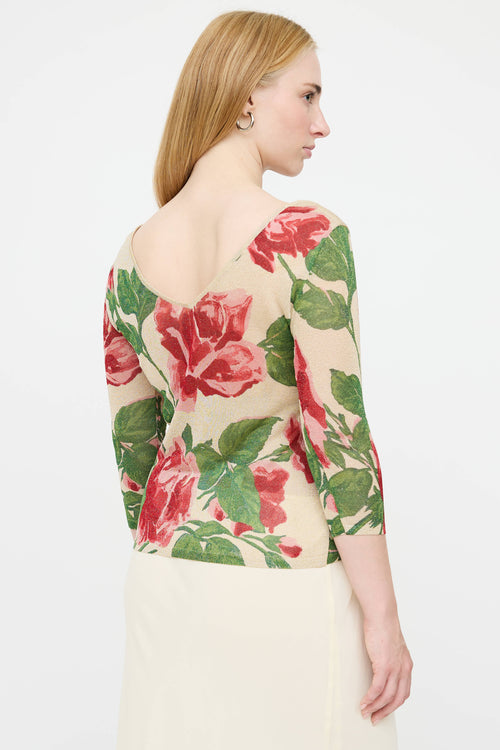 Blumarine Knit Metallic Floral Top