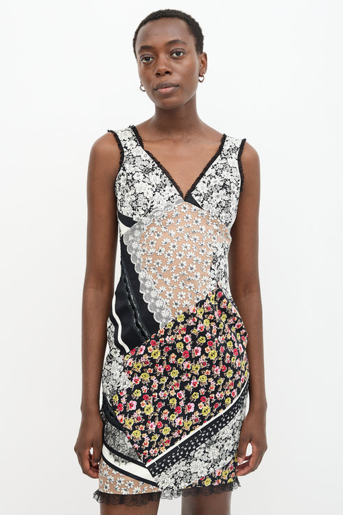 Blumarine Floral Patchwork Mini Dress