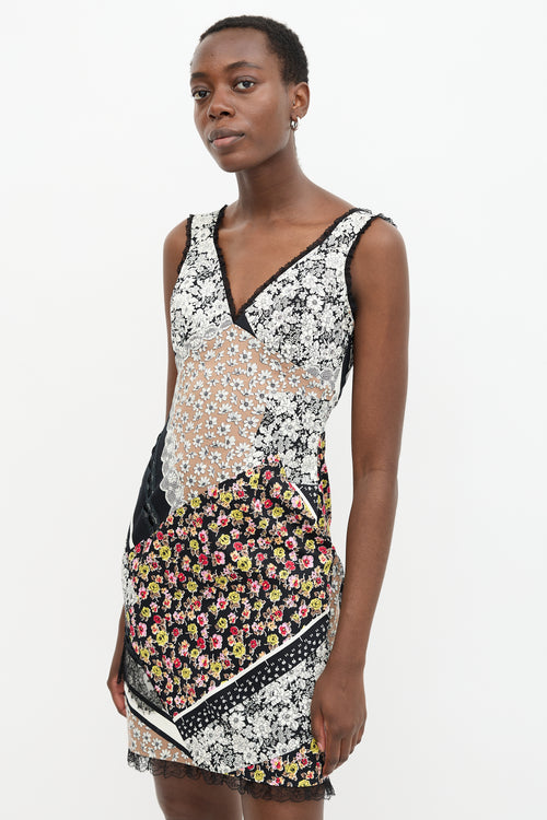 Blumarine Floral Patchwork Mini Dress