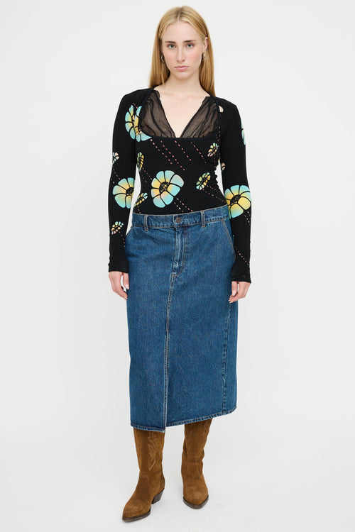 Blumarine Knit Floral Sheer Sweater