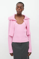 Blumarine Pink Cashmere Tank & Cardigan Set