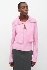 Blumarine Pink Cashmere Tank & Cardigan Set