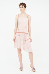 Blumarine Pink & Grey Velvet Floral Dress