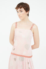 Blumarine Pink & Grey Velvet Floral Dress