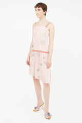 Blumarine Pink & Grey Velvet Floral Dress