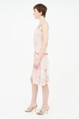 Blumarine Pink & Grey Velvet Floral Dress
