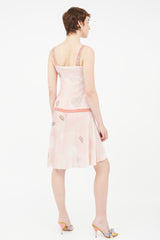 Blumarine Pink & Grey Velvet Floral Dress