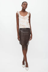 Blumarine Pink & Multicolour Floral Ruffled Tank Top