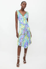 Blumarine Purple & Multicolour Printed Draped Dress