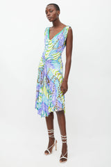 Blumarine Purple & Multicolour Printed Draped Dress