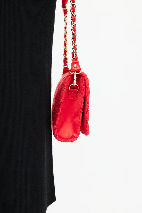 Blumarine Red Crochet Lace Shoulder Bag