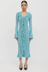 Blumarine Ruffled Knit Maxi Dress