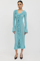 Blumarine Ruffled Knit Maxi Dress