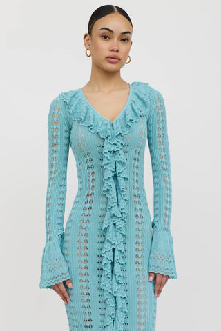 Blumarine Ruffled Knit Maxi Dress