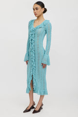 Blumarine Ruffled Knit Maxi Dress