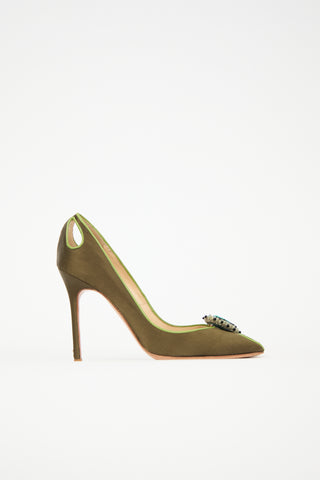 Blumarine Satin Embellished Pump