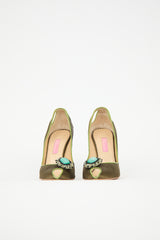 Blumarine Satin Embellished Pump