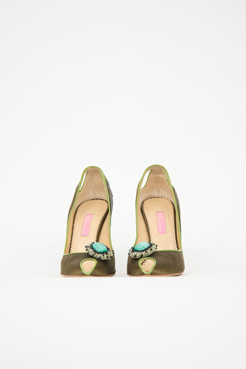 Blumarine Satin Embellished Pump