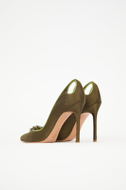 Blumarine Satin Embellished Pump