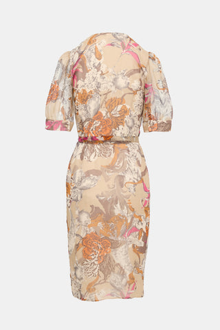 Blumarine Silk Floral Wrap Dress