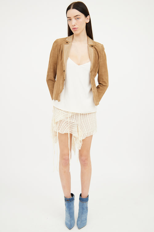 Blumarine Brown Suede & Leather Jacket
