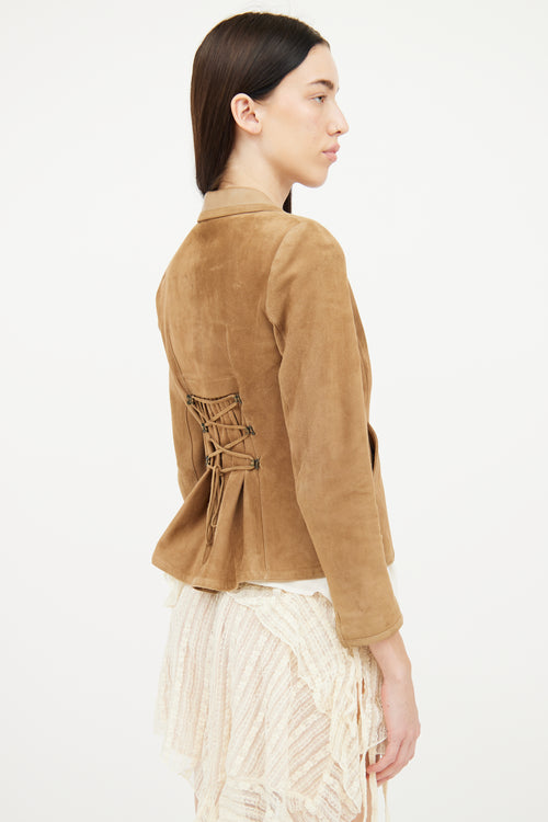 Blumarine Brown Suede & Leather Jacket