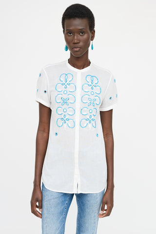 Blumarine Beaded Button Up Shirt