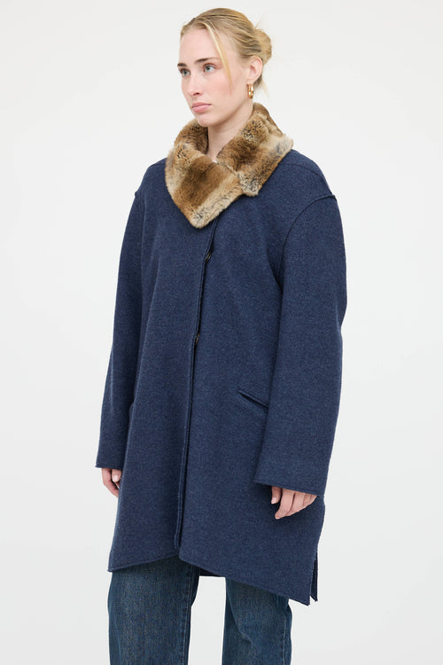 Blumarine Wool Fur Coat