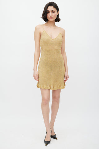 Blumarine Gold Knit Metallic Dress