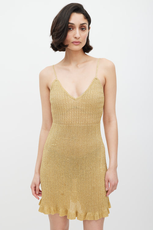 Blumarine Gold Knit Metallic Dress