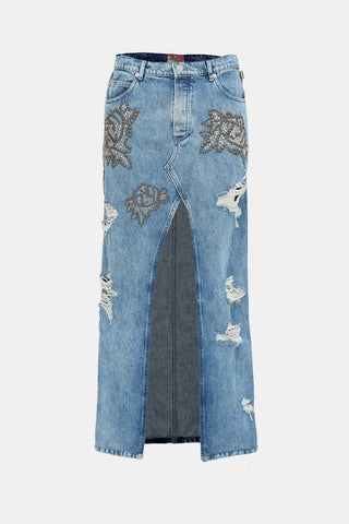 Blumarine X Heaven 2023 Denim Embellished Skirt