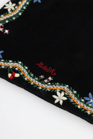 Bode Embroidered Velvet Kiss Lock Pouch